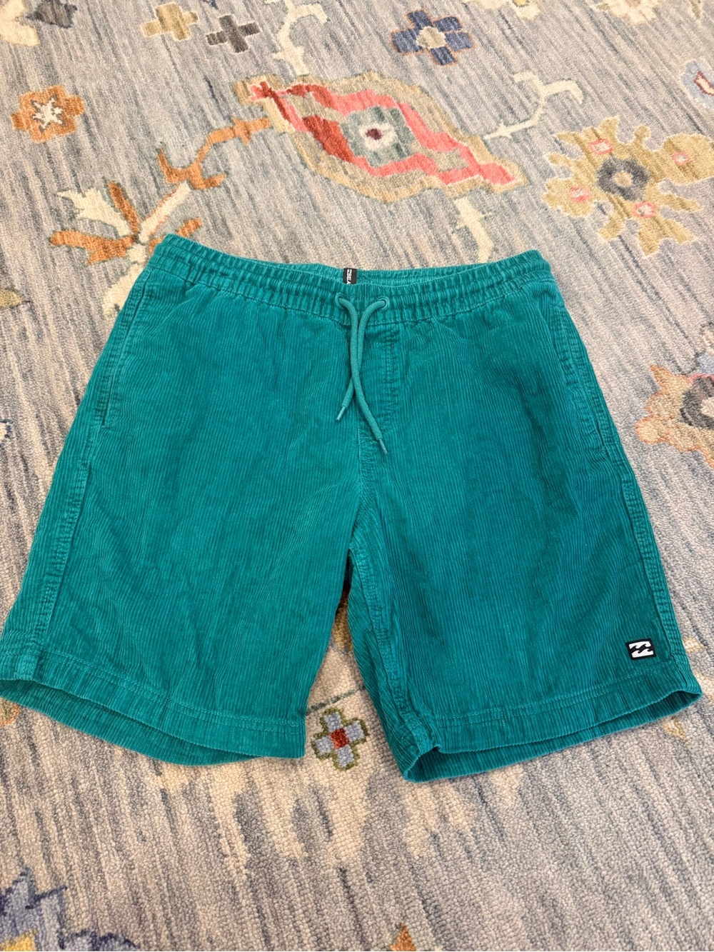Billabong MENS SIZE large Green Corduroy Drawstring Mike Shorts 8 inch inseam